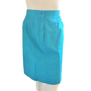 VTG STEEPLE CHASE Lightweight Pencil Skirt in Robin Egg Blue with Pockets SZ 8